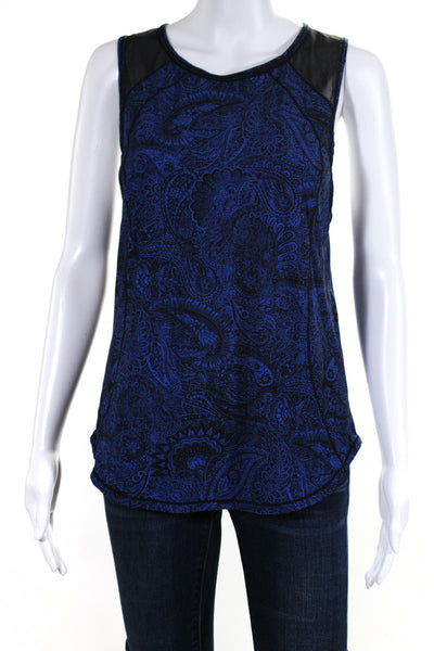 Lululemon Womens Blue Paisley Print Mesh Trim Sleeveless Active Tank Top Size S