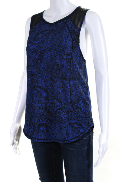 Lululemon Womens Blue Paisley Print Mesh Trim Sleeveless Active Tank Top Size S