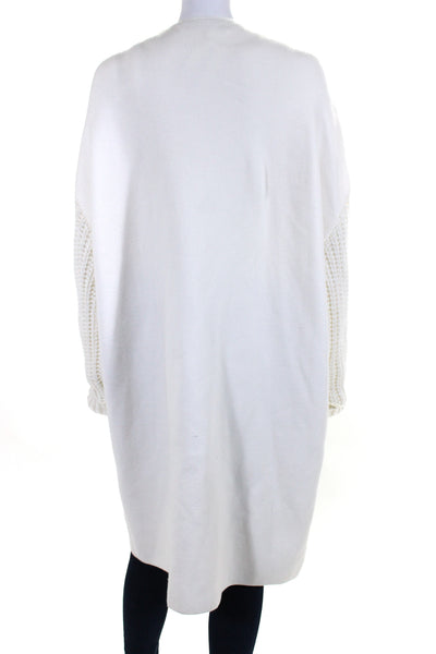 Zara Knit Women's Round Neck Long Sleeves Open Front Cardigan Cream Size S