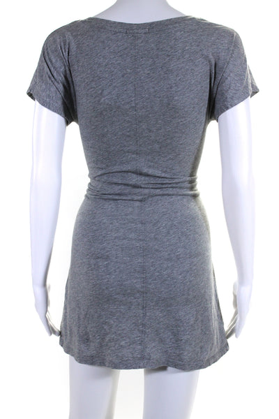 Joie Women's Round Neck Short Sleeves Cinch Waist Mini Dress Gray Size XS