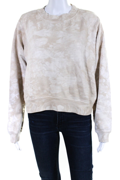 Cotton Citizen Womens Tie Dye Print Mock Neck Sweatshirt Beige White Size Large