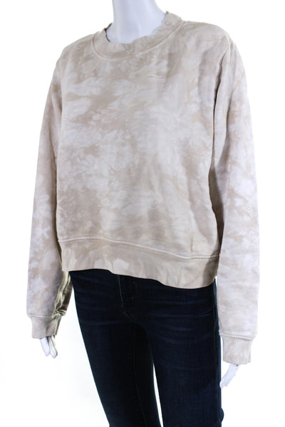 Cotton Citizen Womens Tie Dye Print Mock Neck Sweatshirt Beige White Size Large