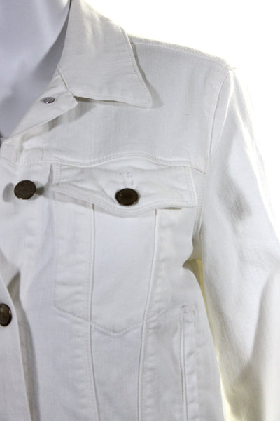 J Brand Womens Denim Long Sleeves Button Down Harlow Jacket White Size Small