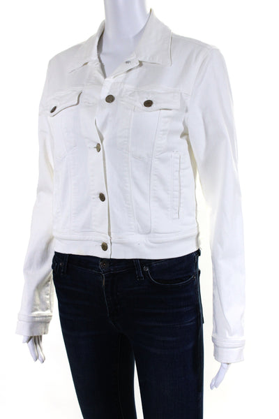 J Brand Womens Denim Long Sleeves Button Down Harlow Jacket White Size Small