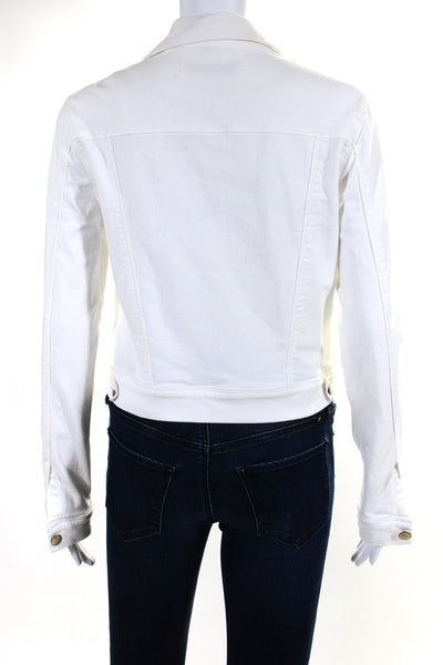 J Brand Womens Denim Long Sleeves Button Down Harlow Jacket White Size Small