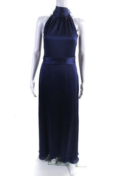 Sachin & Babi Women's High Neck Sleeveless Cinch Waist Maxi Dress Blue Size 0