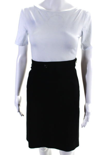 Piazza Sempione Womens Buttoned Lined A Line Skirt Black Size 48