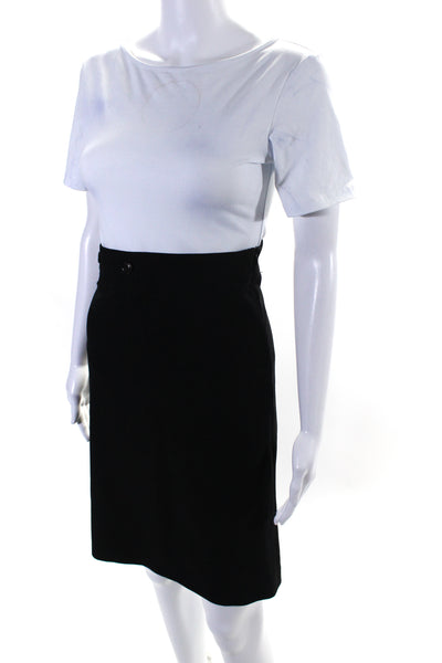 Piazza Sempione Womens Buttoned Lined A Line Skirt Black Size 48