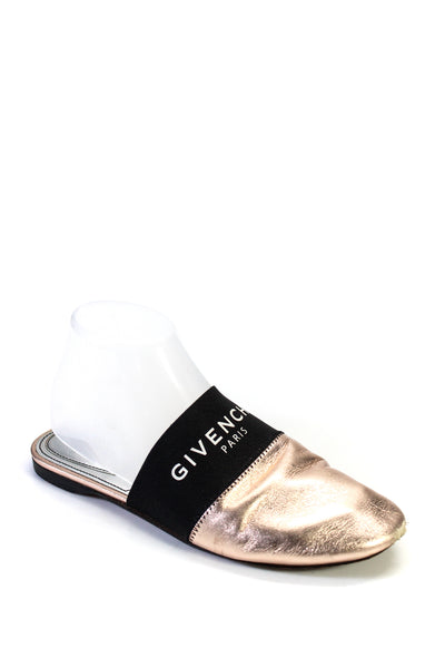 Givenchy Womens Metallic Leather Slip On Flat Mules Pink Size 7