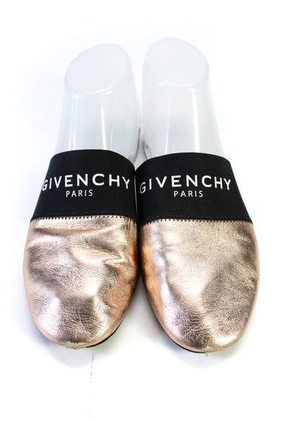 Givenchy Womens Metallic Leather Slip On Flat Mules Pink Size 7