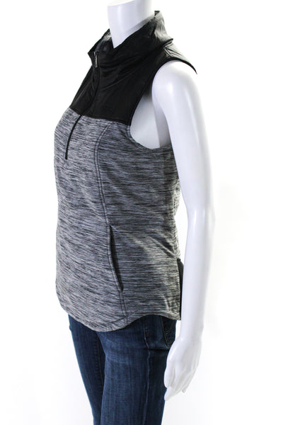 The North Face Womens Mock Neck Half Zipper Vest Jacket Gray Black Size Small