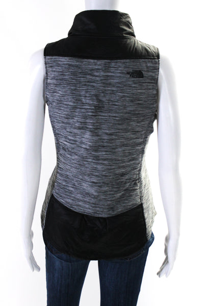 The North Face Womens Mock Neck Half Zipper Vest Jacket Gray Black Size Small