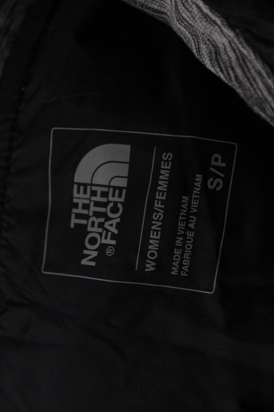 The North Face Womens Mock Neck Half Zipper Vest Jacket Gray Black Size Small