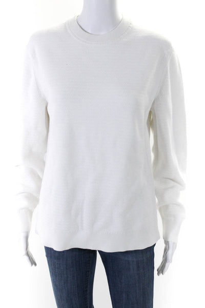 Theory Men's Crewneck Long Sleeves Textured Basic Shirt White Size M