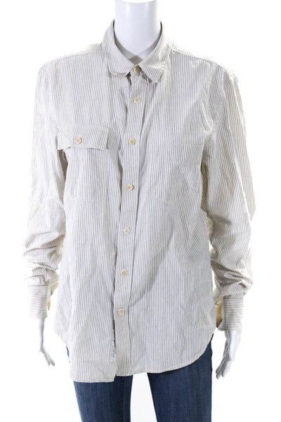 Rag & Bone Women's Collared Long Sleeves Button Down Shirt Stripe Size M