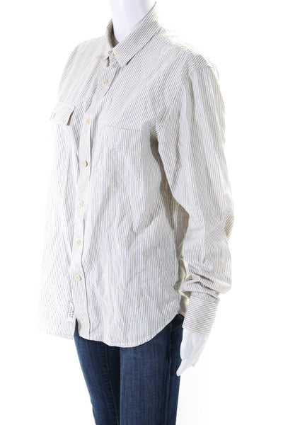 Rag & Bone Women's Collared Long Sleeves Button Down Shirt Stripe Size M