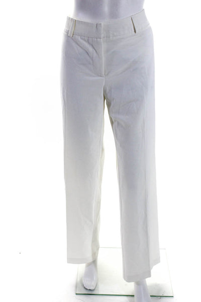 Trina Turk Women's Flat Front Pockets Straight Leg Dress Pants White Size 8