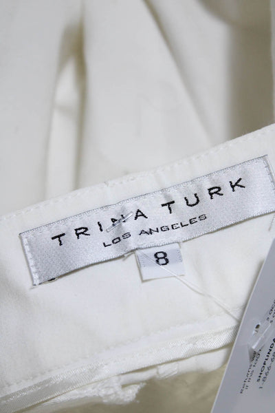 Trina Turk Women's Flat Front Pockets Straight Leg Dress Pants White Size 8