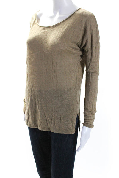 Vince Women's Round Neck Long Sleeves Pullover Sweater Brown Size S