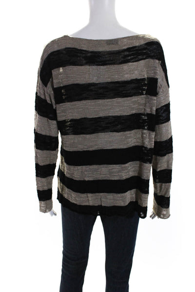 525 America Women's Round Neck Long Sleeves Pullover Stripe Sweater Size M