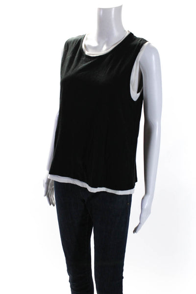 Lilla P Women's Round Neck Sleeveless Double Lined Tank Top Black Size M