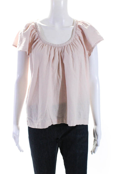 Xirena Womens Short Sleeve Scoop Neck Blouse Linen Pink Size Small