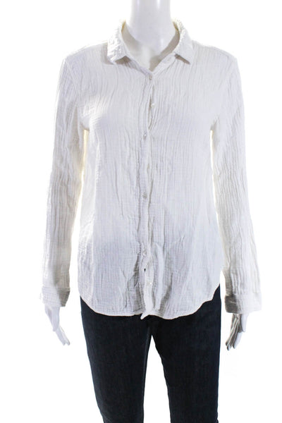 Xirena Womens Long Sleeve Collared Button Down Top  White Size Small