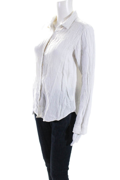 Xirena Womens Long Sleeve Collared Button Down Top  White Size Small