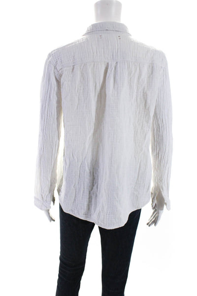 Xirena Womens Long Sleeve Collared Button Down Top  White Size Small