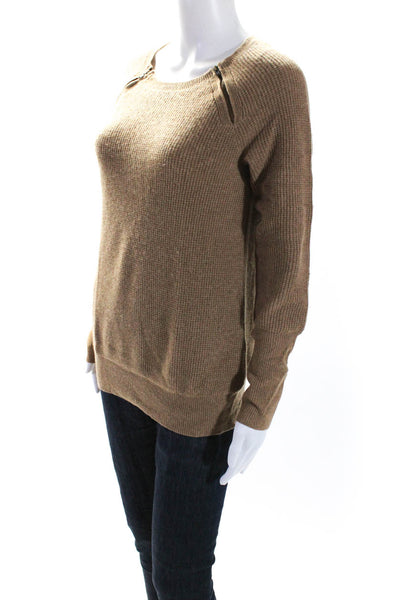 J Crew Collection Womens Long Sleeve Crew Neck Sweater Cashmere Beige Medium