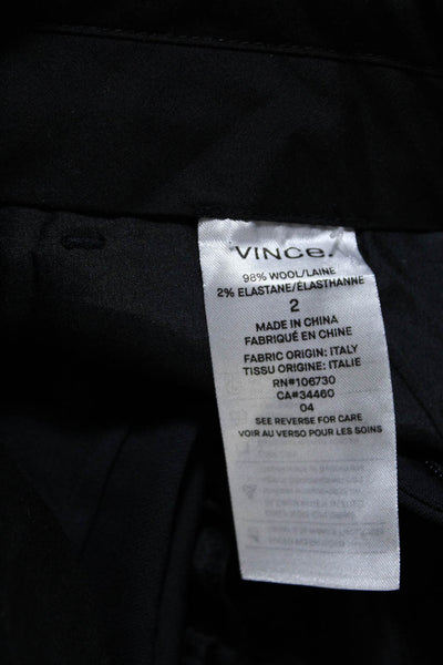 Vince Womens Tapered LEg Front Zip Pleated Dress Pants Black Size 2