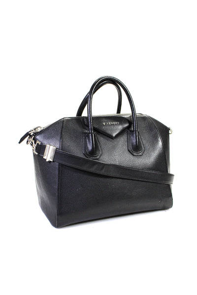 Givenchy Womens Medium Antigona Goat Leather Satchel Tote Handbag Black