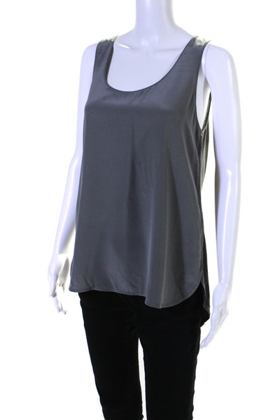 Vince Womens Silk Blend Pullover Sleeveless Tank Top Steel Gray Size Small