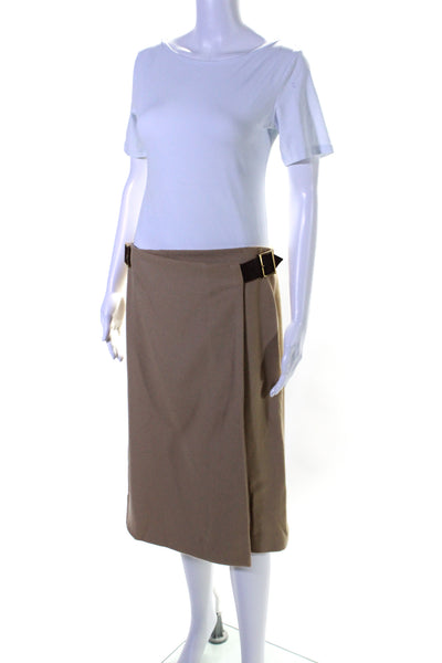 KORS Michael Kors Womens Lined Wool Adjustable Knee Length Skirt Beige Size 8