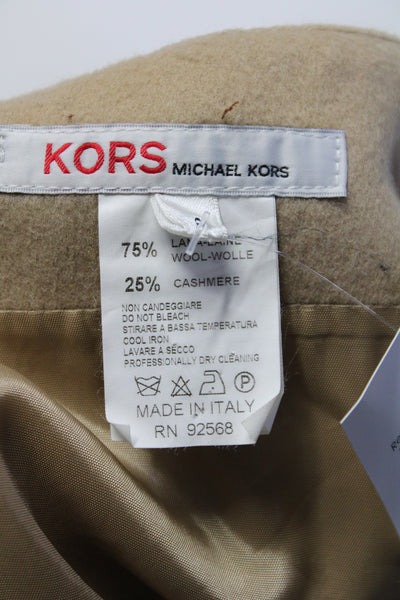 KORS Michael Kors Womens Lined Wool Adjustable Knee Length Skirt Beige Size 8