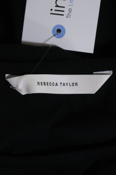 Rebecca Taylor Womens Scoop Neck Short Sleeve Open Shoulder Top Black Size Small