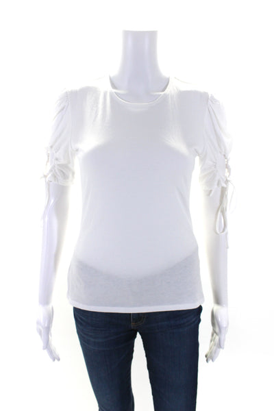 Rebecca Taylor Womens Short Sleeve Scoop Neck Open Shoulder Top White Size Small