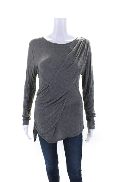 Alexander McQueen Womens Gray Scoop Neck Long Sleeve Knit Blouse Top Size 42