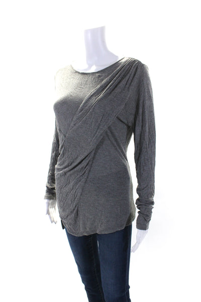 Alexander McQueen Womens Gray Scoop Neck Long Sleeve Knit Blouse Top Size 42