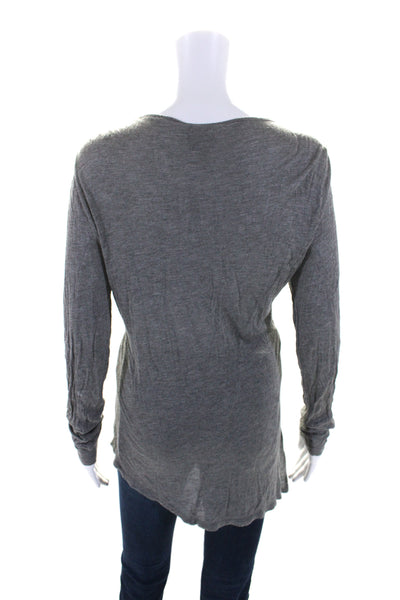 Alexander McQueen Womens Gray Scoop Neck Long Sleeve Knit Blouse Top Size 42