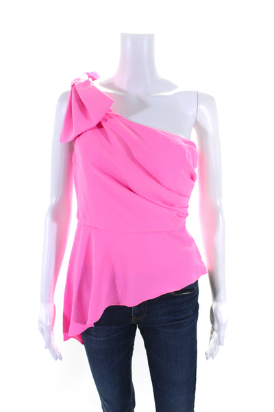 Amanda Uprichard Womens Bright Pink One Shoulder Sleeveless Blouse Top Size S