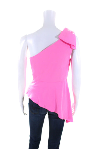 Amanda Uprichard Womens Bright Pink One Shoulder Sleeveless Blouse Top Size S