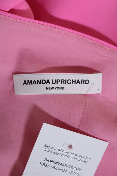 Amanda Uprichard Womens Bright Pink One Shoulder Sleeveless Blouse Top Size S