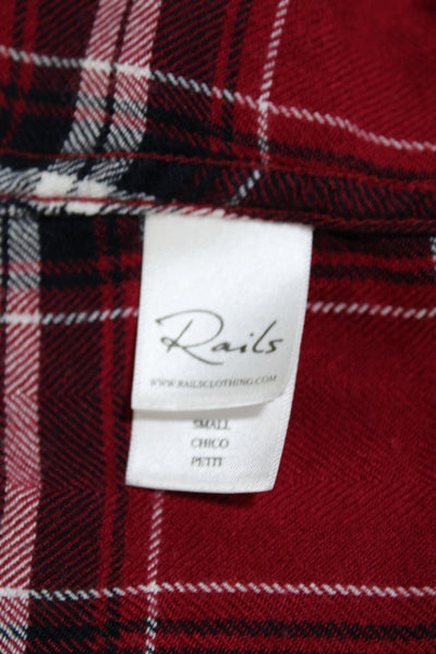 Rails Womens Collared Button Down Check Print Flannel Top Red Size Small