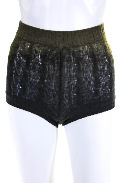 Etro Womens Cable Knit Ombre Gradient Micro Shorts Bloomers Green Gray Wool IT40