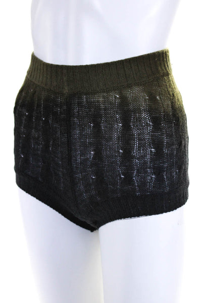 Etro Womens Cable Knit Ombre Gradient Micro Shorts Bloomers Green Gray Wool IT40