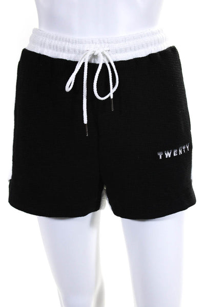 Twenty Womens Waffle Knit Contrast Color Block Shorts Black White Size Large