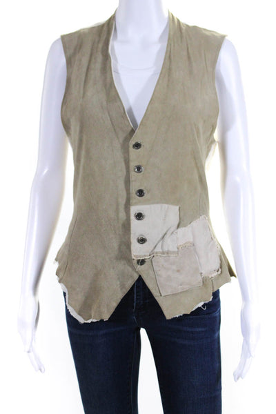 Greg Lauren Womens Suede Canvas Vest Green White Size 1 eBay Endless Runway