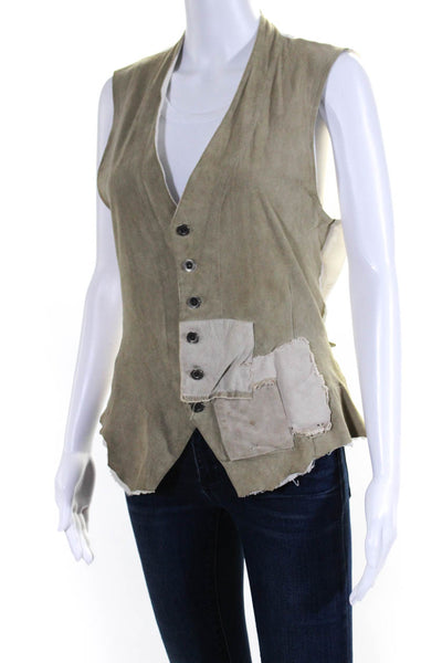 Greg Lauren Womens Suede Canvas Vest Green White Size 1 eBay Endless Runway