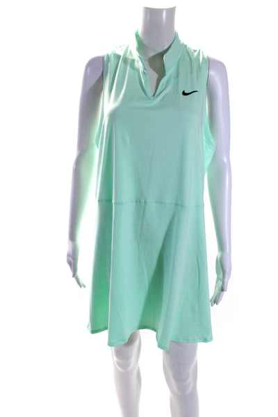 Nike Womens V Neck Sleeveless Knee Length A Line Dress Mint Green Size 1X